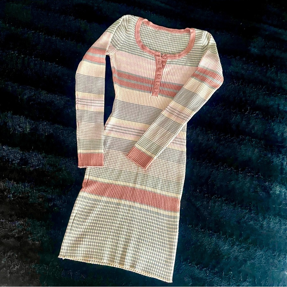 Henley Knit Sweater Dress